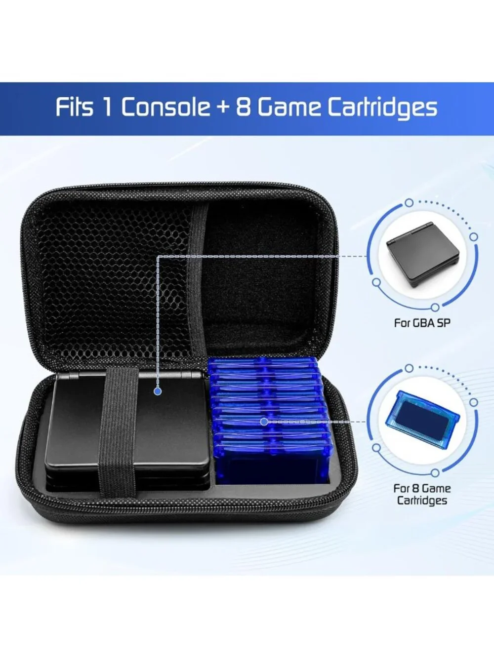 Portable Hard Case for Gameboy Advance SP - Holds 8 Games & Accessories